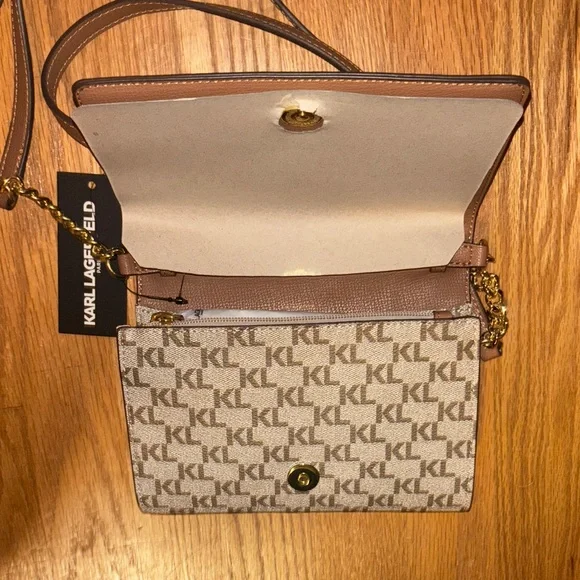 Karl Lagerfeld Monogram Crossbody Bag with Brown Accents - Picture 3 of 4